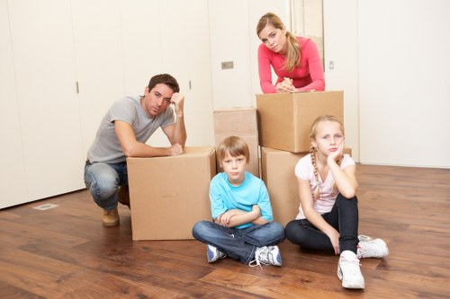 Boxes and office items prepared for a retail or office relocation