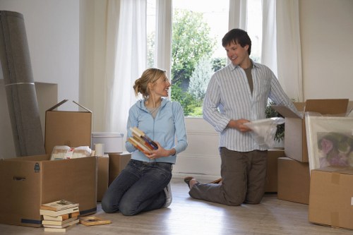 Boxes and household items prepared for transport in Fulham