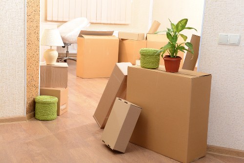 Boxes and furniture prepared for a local man and van removal in Fulham