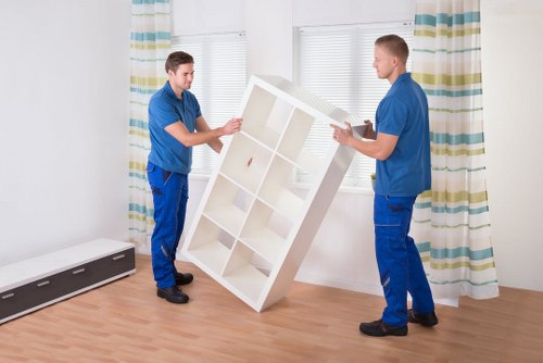 Office relocation equipment prepared for a Fulham commercial move