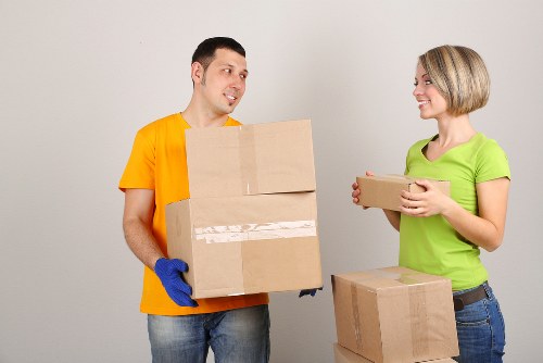 Furniture and boxes being loaded for a Fulham move